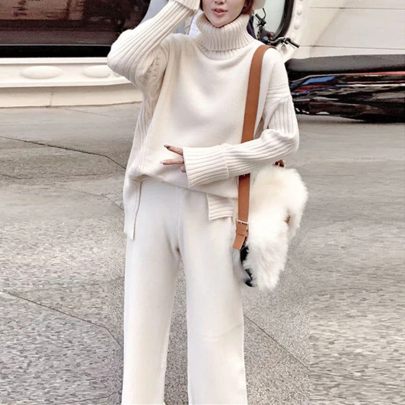 Women’s Knitted Lounge Set – Soft Comfortable Elegant Relaxed Fit Casual Everyday Outfit