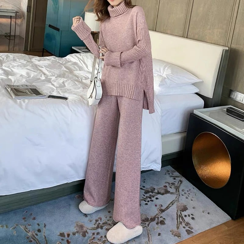 Women’s Knitted Lounge Set – Soft Comfortable Elegant Relaxed Fit Casual Everyday Outfit