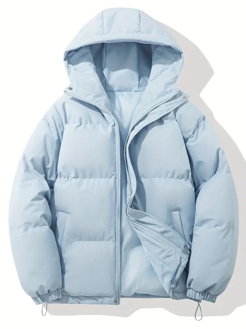 Warm Ladies Jacket with Hood - Aurelia-Light blue-M-Nora Luxe