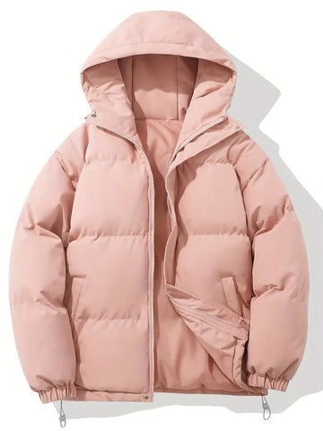 Warm Ladies Jacket with Hood - Aurelia-Pink-M-Nora Luxe