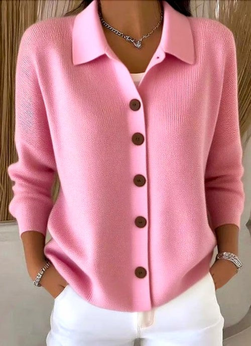 Women’s Button Knit Cardigan with Relaxed Collar