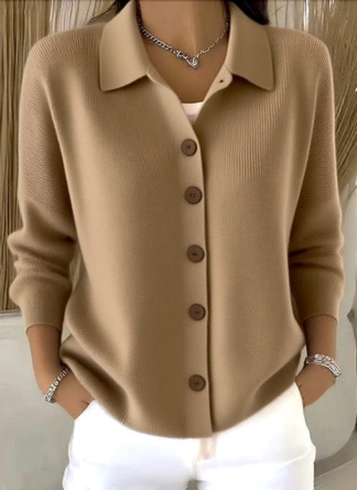Women’s Button Knit Cardigan with Relaxed Collar