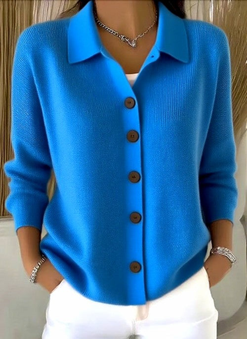 Women’s Button Knit Cardigan with Relaxed Collar