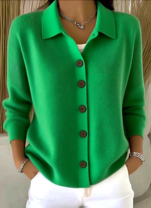 Women’s Button Knit Cardigan with Relaxed Collar