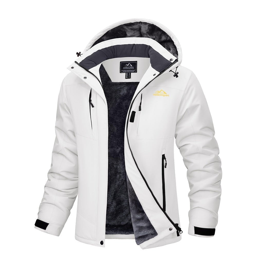 White MAGCOMSEN Women's Waterproof Ski Jacket - Warm Fleece Lined Winter Snow Coat with Hood in #Color_White