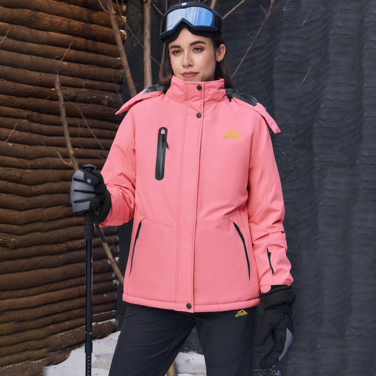 Pink MAGCOMSEN Women's Windproof & Waterproof Snow Ski Winter Jacket in #Color_Pink