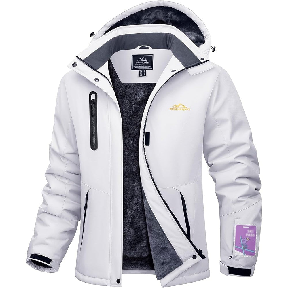White MAGCOMSEN Women's Windproof & Waterproof Snow Ski Winter Jacket in #Color_White